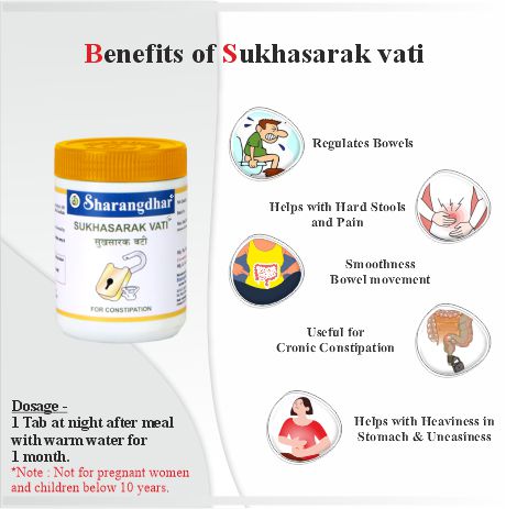 SUKHASARAK VATI  SHARANGDHAR AYURVEDA- Ayurvedic Solution for constipation - Sharangdhar