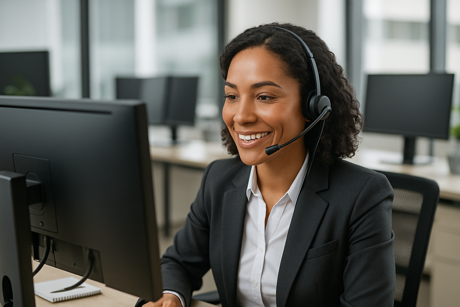 Show the call center girl