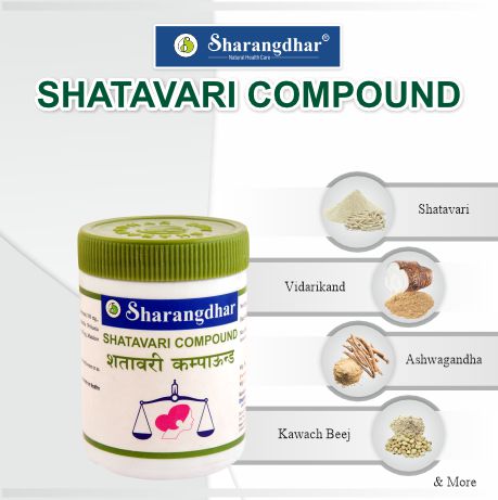 SHATAVARI COMPOUND SHARANGDHAR AYURVEDA- Ayurvedic solution for hormonal imbalance, calcium & iron deficiency. - Sharangdhar